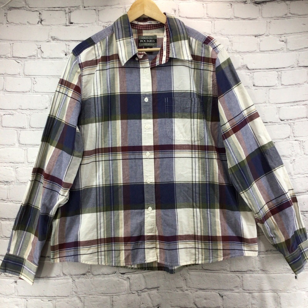 Rockies Jeanswear Western Shirt Womens XXL Plaid Purple Vintage‎ 100% Cotton